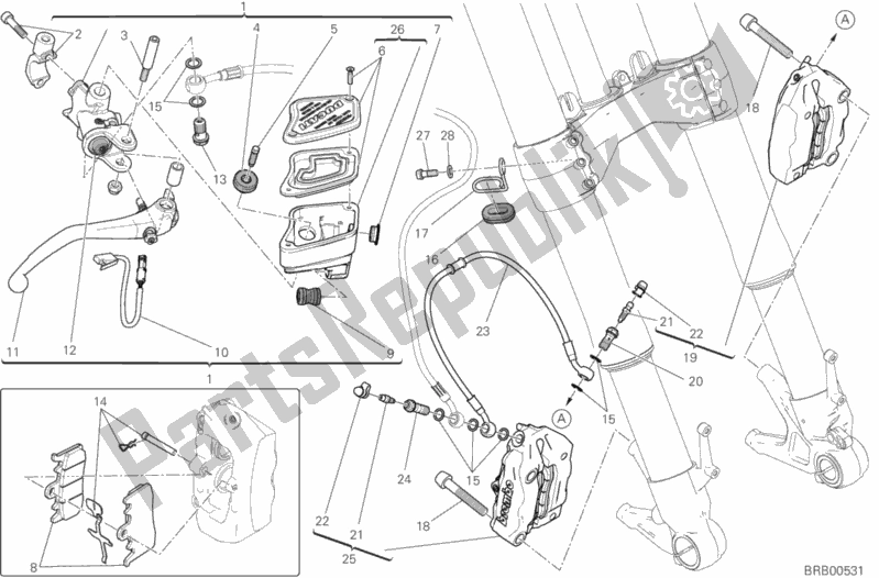 All parts for the Front Brake System of the Ducati Diavel Xdiavel Thailand 1260 2019